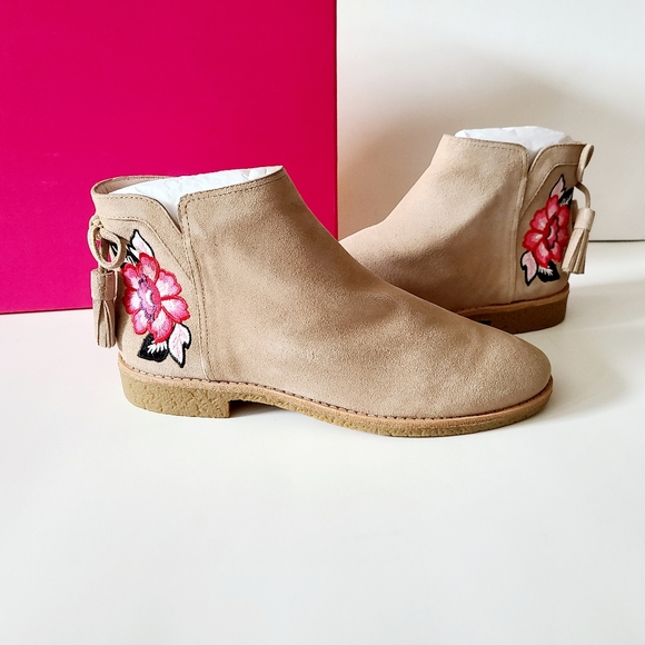 kate spade Shoes - Kate Spade Tan Suede Floral Boots 8.5